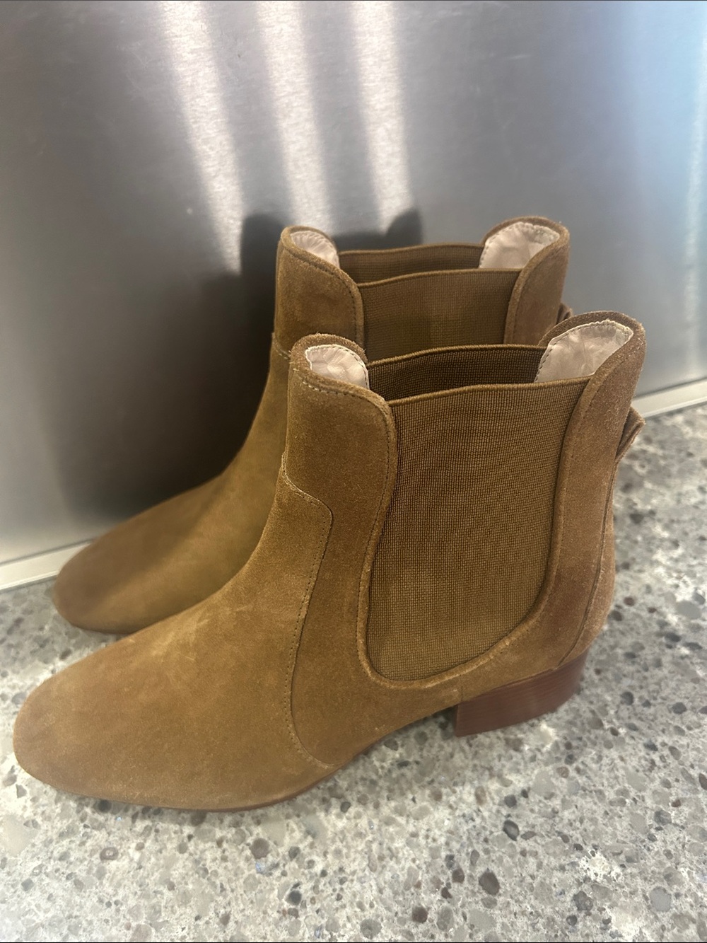 Zara Brown Suede Chelsea Ankle Boots